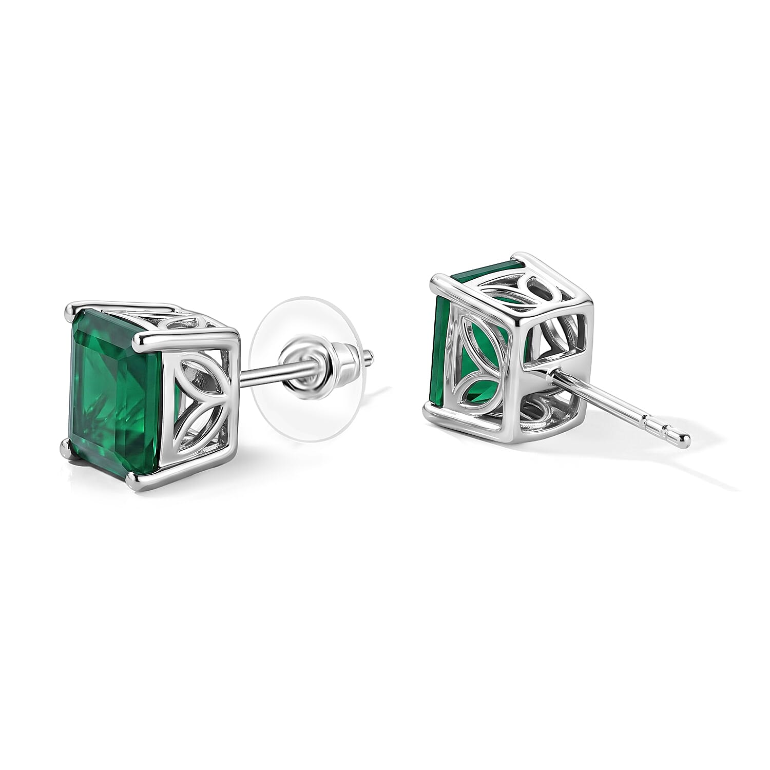 EverTrue Verde Onyx 40.15 ctw Bracelet (6.50In) and Solitaire Stud Earrings in Platinum Bond