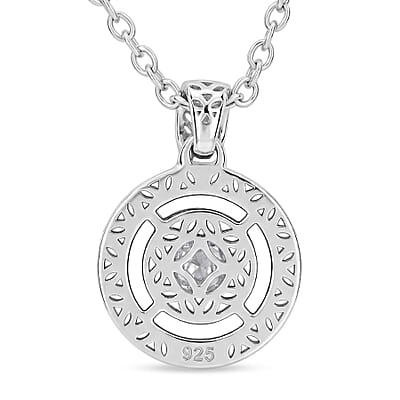 Mirage Collection Moissanite 2.00 ctw Pendant in Rhodium Over Sterling Silver with Stainless Steel Necklace (18 Inches)