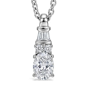 Ankur's Treasure Chest D'Joy Moissanite 1.00 ctw Ocean Majesty Pendant in Platinum Over Sterling Silver with Stainless Steel Necklace 20 Inches