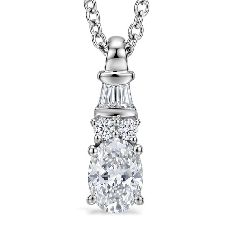 D'Joy Moissanite 1.00 ctw Ocean Majesty Pendant in Platinum Over Sterling Silver with Stainless Steel Necklace 20 Inches