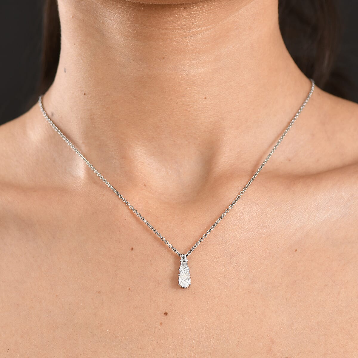 Ankur's Treasure Chest D'Joy Moissanite 1.00 ctw Ocean Majesty Pendant in Platinum Over Sterling Silver with Stainless Steel Necklace 20 Inches image number 2