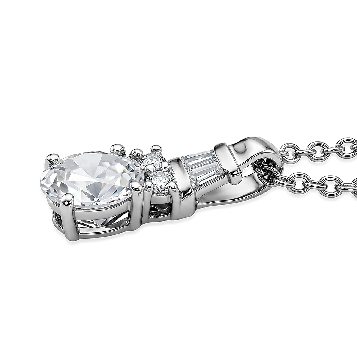 Ankur's Treasure Chest D'Joy Moissanite 1.00 ctw Ocean Majesty Pendant in Platinum Over Sterling Silver with Stainless Steel Necklace 20 Inches image number 3