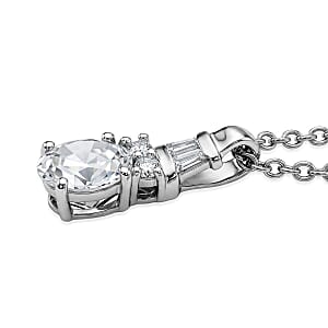 Ankur's Treasure Chest D'Joy Moissanite 1.00 ctw Ocean Majesty Pendant in Platinum Over Sterling Silver with Stainless Steel Necklace 20 Inches