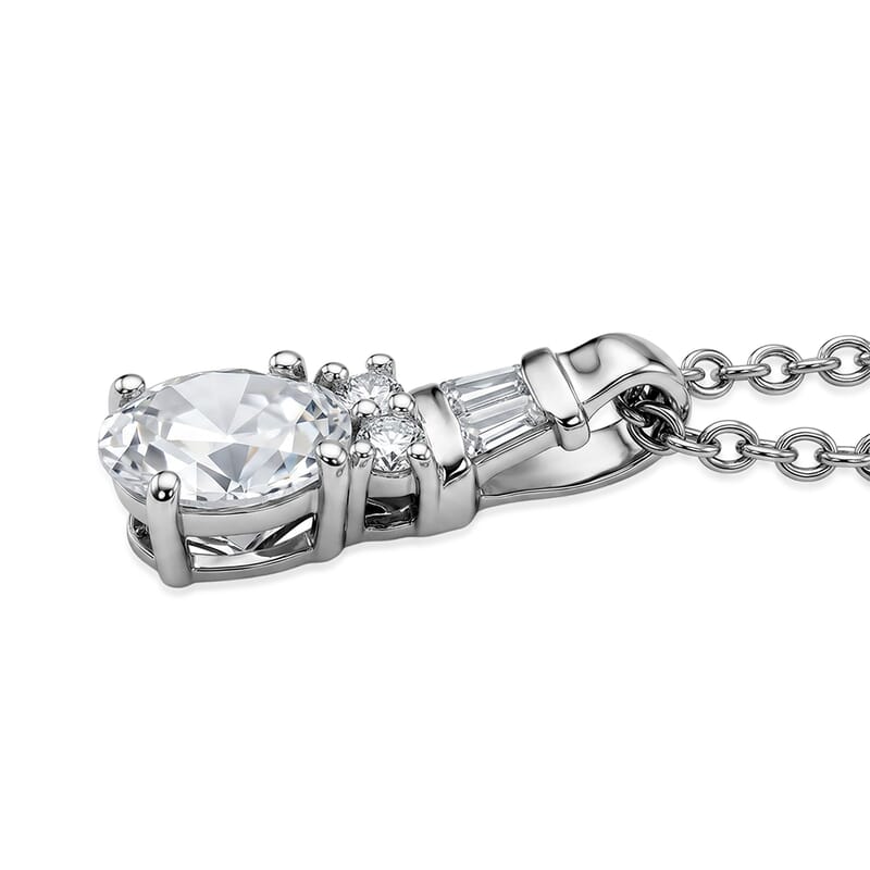 D'Joy Moissanite 1.00 ctw Ocean Majesty Pendant in Platinum Over Sterling Silver with Stainless Steel Necklace 20 Inches
