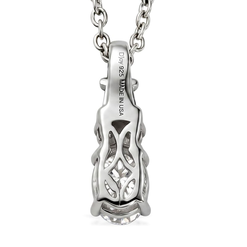 D'Joy Moissanite 1.00 ctw Ocean Majesty Pendant in Platinum Over Sterling Silver with Stainless Steel Necklace 20 Inches