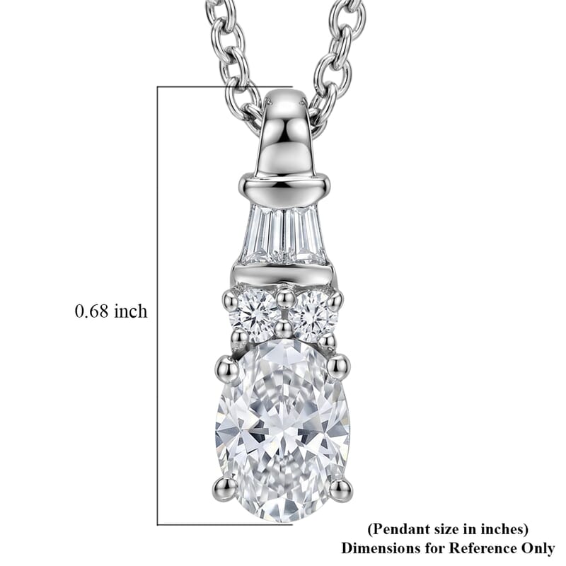 D'Joy Moissanite 1.00 ctw Ocean Majesty Pendant in Platinum Over Sterling Silver with Stainless Steel Necklace 20 Inches