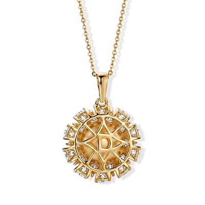 D'Joy Premium South Sea Golden Pearl and Moissanite 1.65 ctw Sunburst Pendant Necklace in 18K Vermeil Yellow Gold Over Sterling Silver 20 Inches