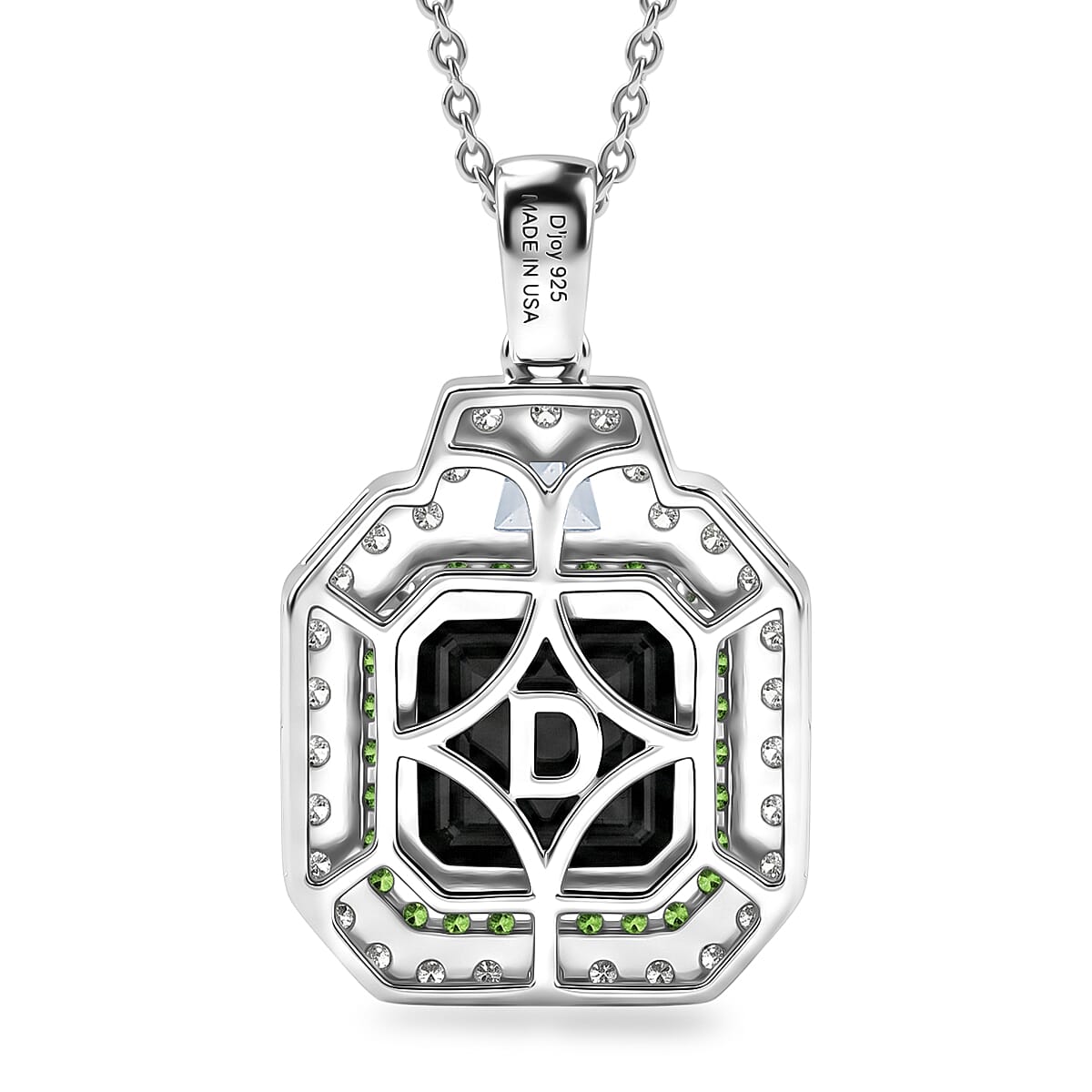 D'Joy Assher Cut AAA Canadian Ammolite and Multi Gemstone 5.10 ctw Prism Frame Pendant Necklace in Rhodium Over Sterling Silver 20 Inches image number 4