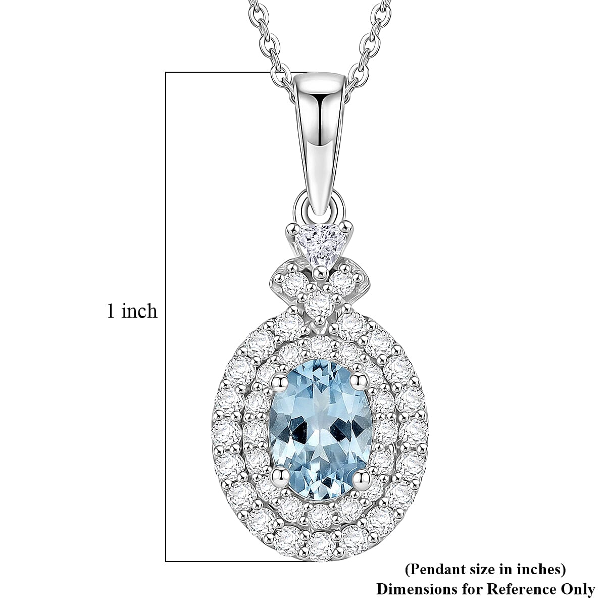 Certified & Appraised D'Joy Premium Santa Maria Aquamarine and Moissanite 1.40 ctw Pendant Necklace in Rhodium Over Sterling Silver 20 Inches  image number 5