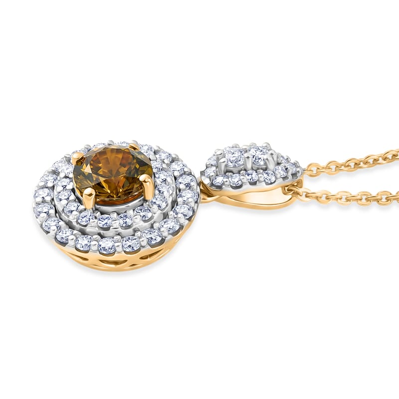 Certified & Appraised D'Joy Premium Golden Tanzanite and Moissanite 1.50 ctw Pendant Necklace in 18K Vermeil Yellow Gold Over Sterling Silver 20 Inches