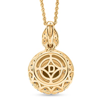 Certified & Appraised D'Joy Premium Golden Tanzanite and Moissanite 1.50 ctw Pendant Necklace in 18K Vermeil Yellow Gold Over Sterling Silver 20 Inches