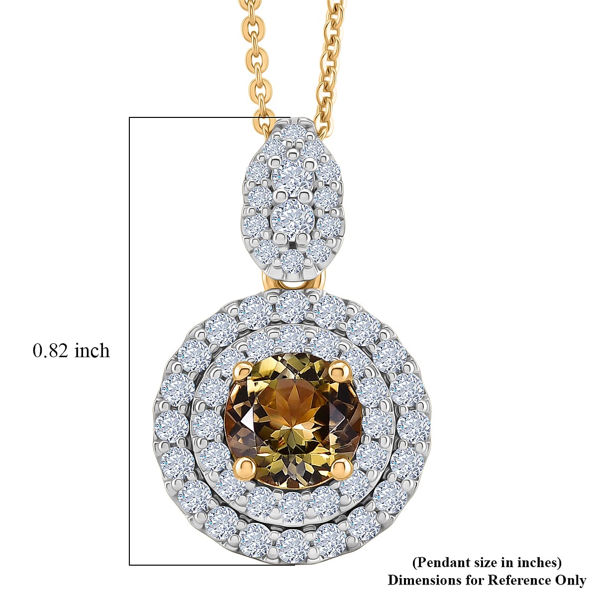 Certified & Appraised D'Joy Premium Golden Tanzanite and Moissanite 1.50 ctw Pendant Necklace in 18K Vermeil Yellow Gold Over Sterling Silver 20 Inches image number 4