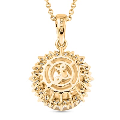 Luxoro Premium South Sea Golden Pearl and Diamond I2 0.30 ctw Starburst Pendant Necklace in 10K Yellow Gold 20 Inches