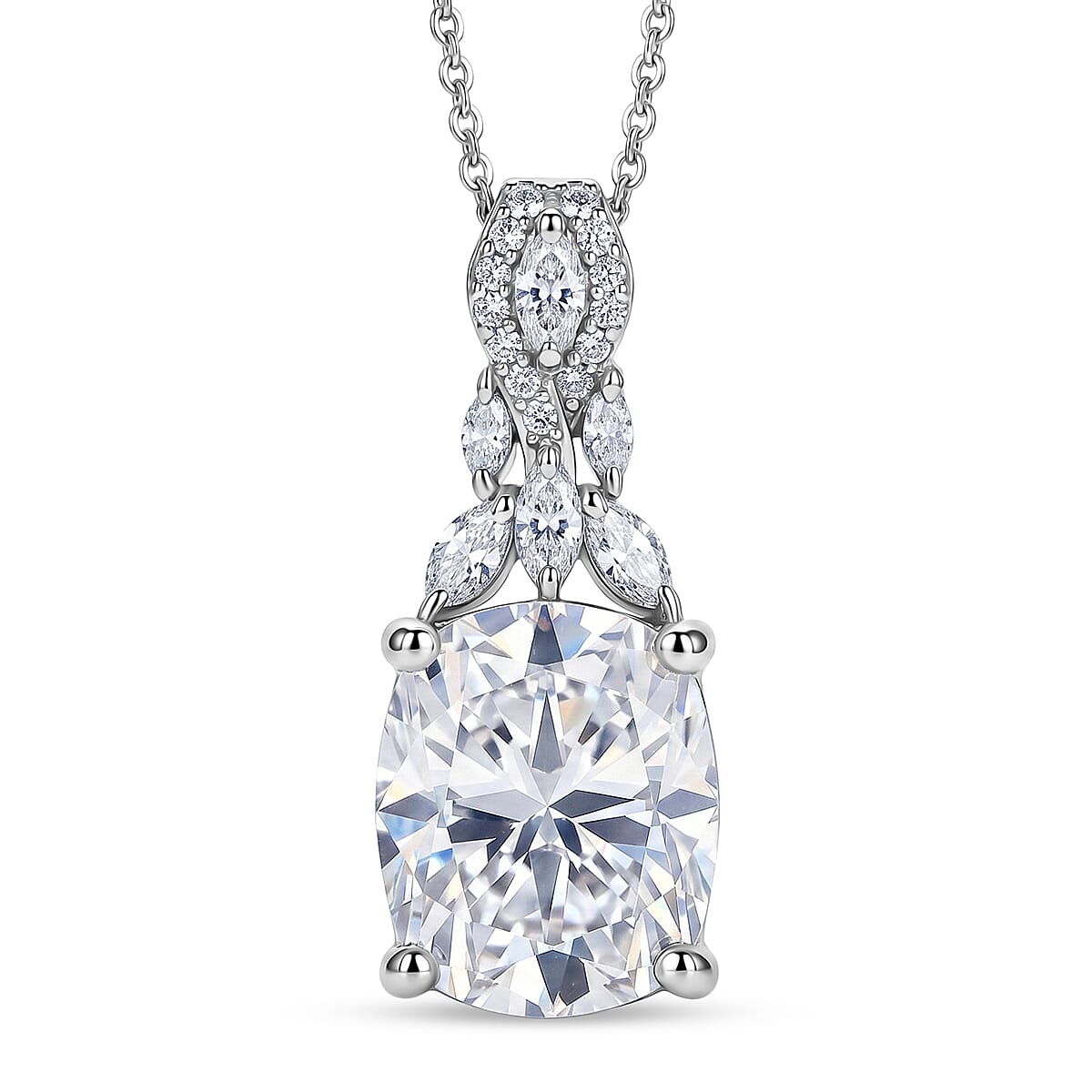 D'Joy Brilliant Cut Moissanite 6.00 ctw Eternal Radiance Pendant Necklace in Rhodium Over Sterling Silver (20 Inches)