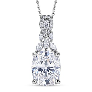 D'Joy Brilliant Cut Moissanite 6.00 ctw Eternal Radiance Pendant Necklace in Rhodium Over Sterling Silver (20 Inches)