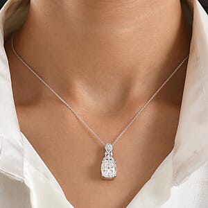 D'Joy Brilliant Cut Moissanite 6.00 ctw Eternal Radiance Pendant Necklace in Rhodium Over Sterling Silver (20 Inches)
