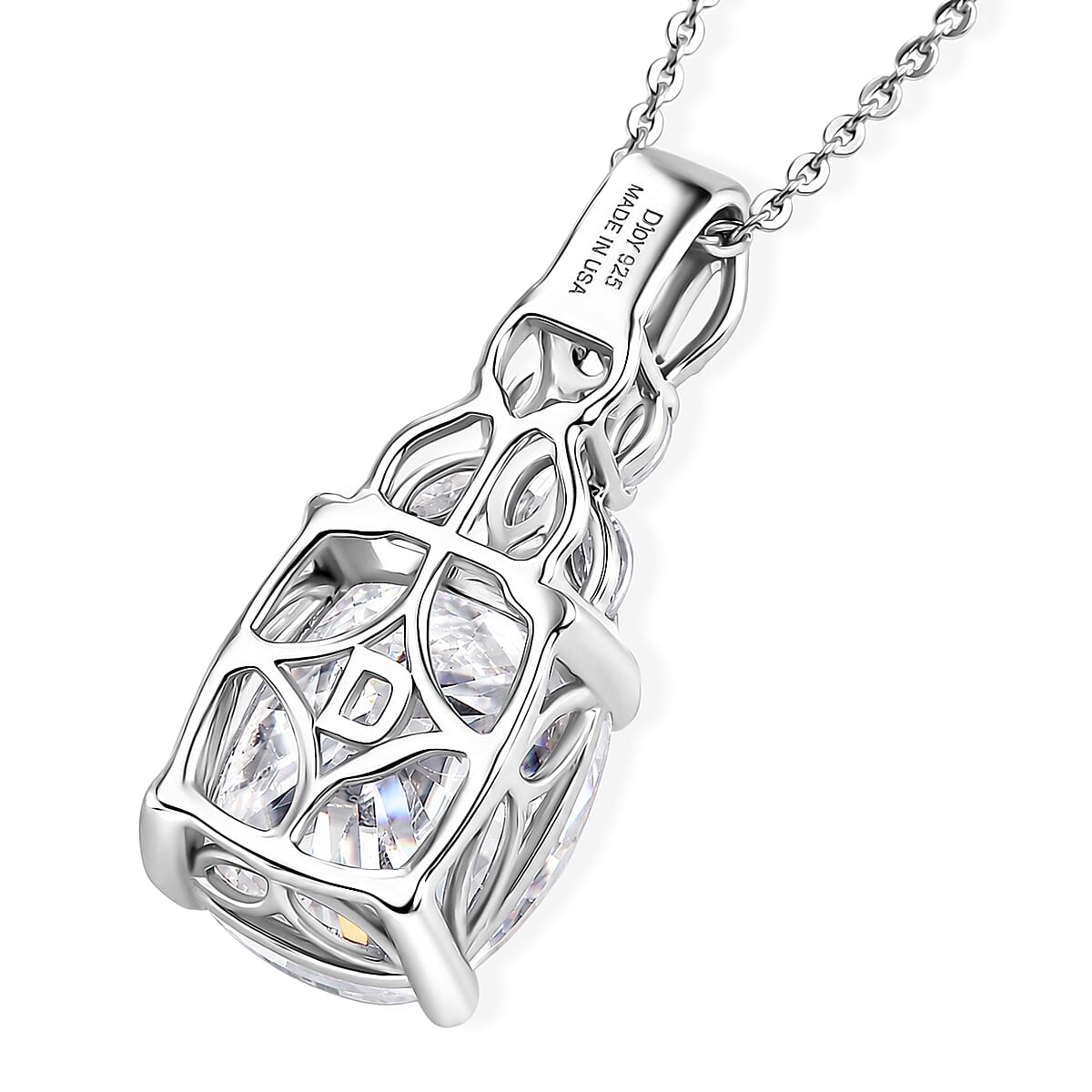 D'Joy Brilliant Cut Moissanite 6.00 ctw Eternal Radiance Pendant Necklace in Rhodium Over Sterling Silver (20 Inches) image number 4