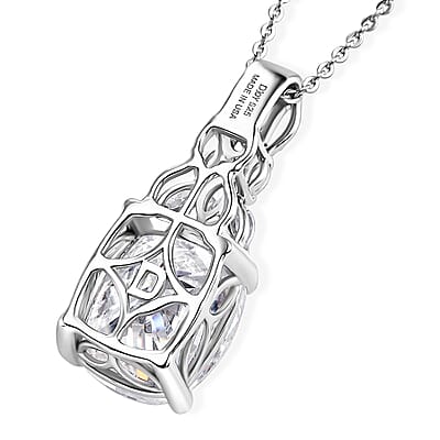 D'Joy Brilliant Cut Moissanite 6.00 ctw Eternal Radiance Pendant Necklace in Rhodium Over Sterling Silver (20 Inches)