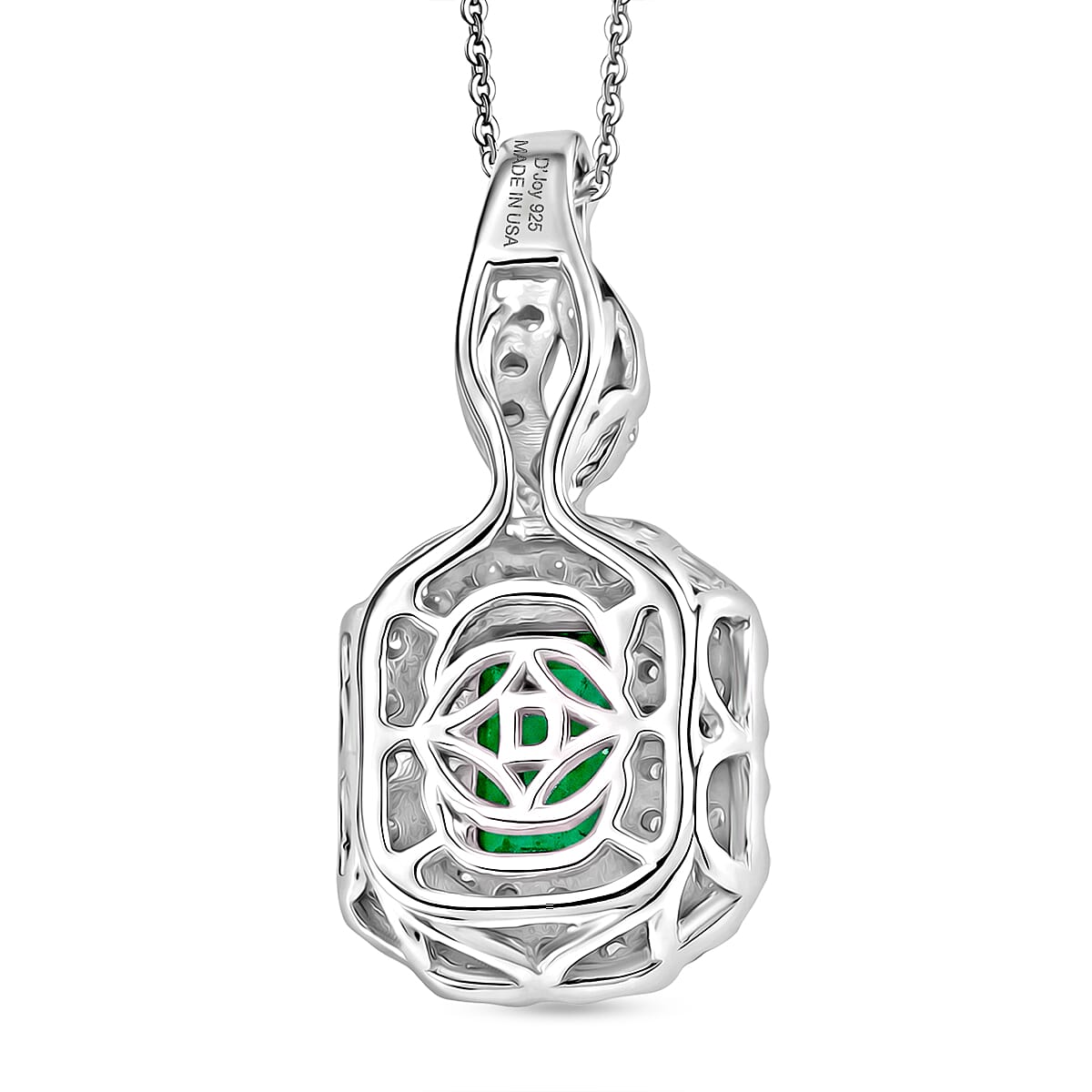 Certified & Appraised D'Joy Premium Monte Belo Indicolite and Moissanite 1.25 ctw Pendant Necklace in Rhodium Over Sterling Silver (20 Inches) image number 4