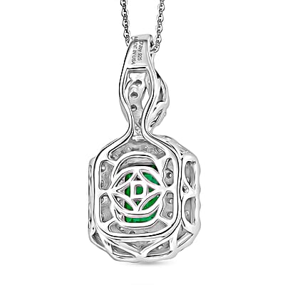 Certified & Appraised D'Joy Premium Monte Belo Indicolite and Moissanite 1.25 ctw Pendant Necklace in Rhodium Over Sterling Silver (20 Inches)