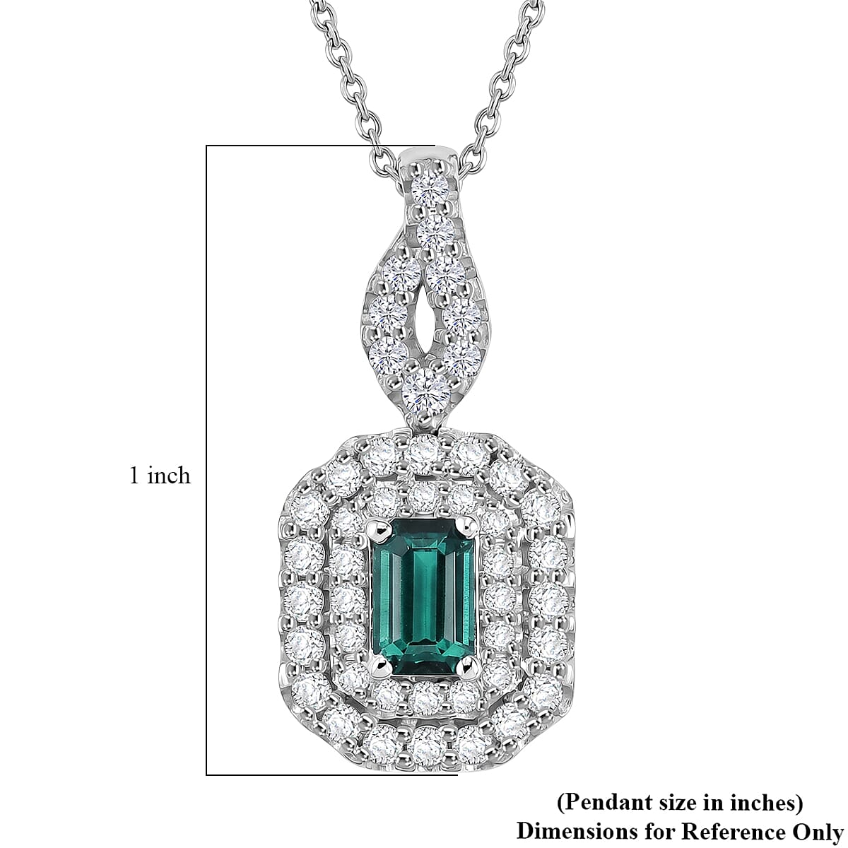 Certified & Appraised D'Joy Premium Monte Belo Indicolite and Moissanite 1.25 ctw Pendant Necklace in Rhodium Over Sterling Silver (20 Inches)