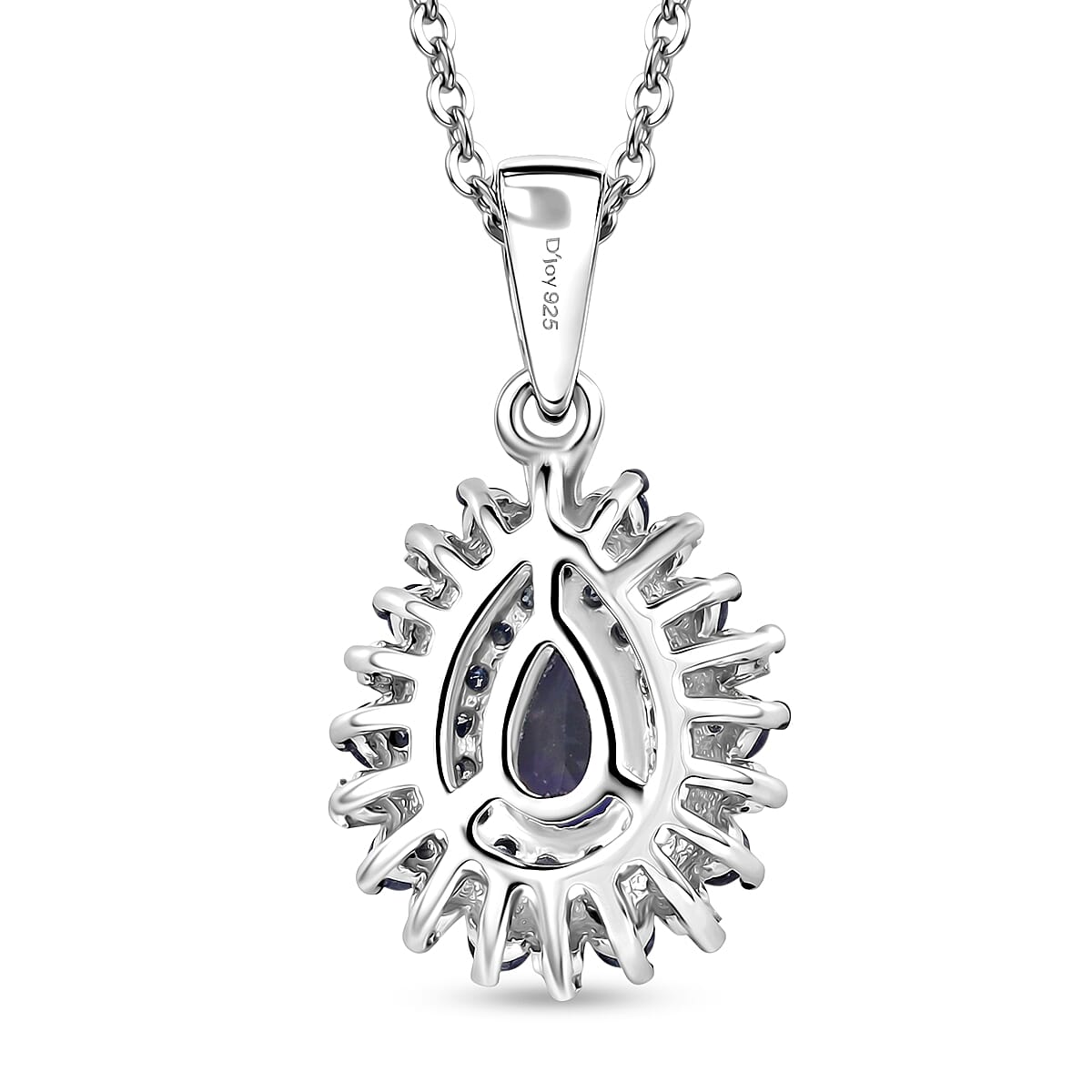 D'Joy Peacock Tanzanite, Blue and White Diamond IR 0.80 ctw Pendant Necklace in Rhodium Over Sterling Silver 20 Inches  image number 4