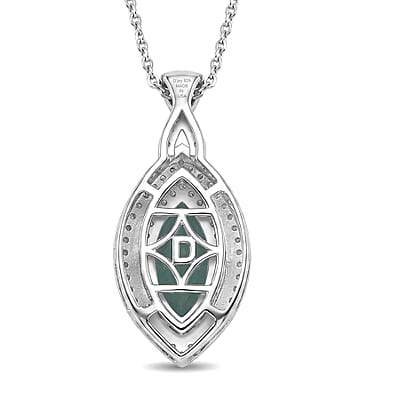 D'Joy Premium Grandidierite and Moissanite 2.15 ctw Ocean infinity Pendant Necklace in Rhodium Over Sterling Silver (20 Inches)