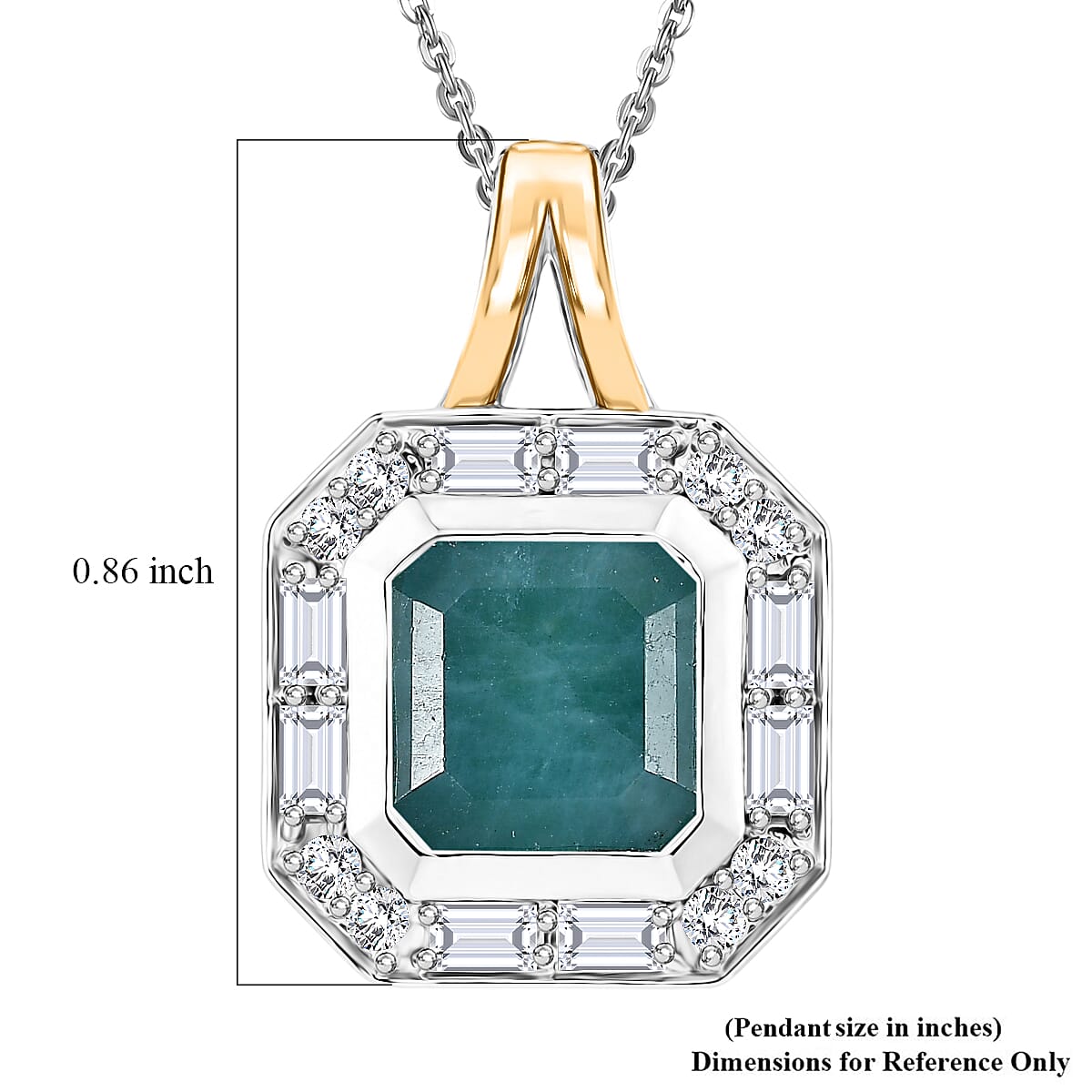 D'Joy Premium Grandidierite and Moissanite 3.30 ctw Ocean Deco Pendant Necklace in 18K Vermeil YG and Rhodium Over Sterling Silver (20 Inches)