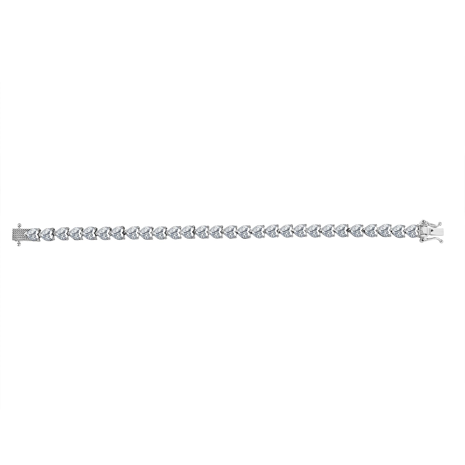 D'Joy Moissanite 14.50 ctw Heart Link Bracelet (6.5In) and Earrings in Rhodium Over Sterling Silver