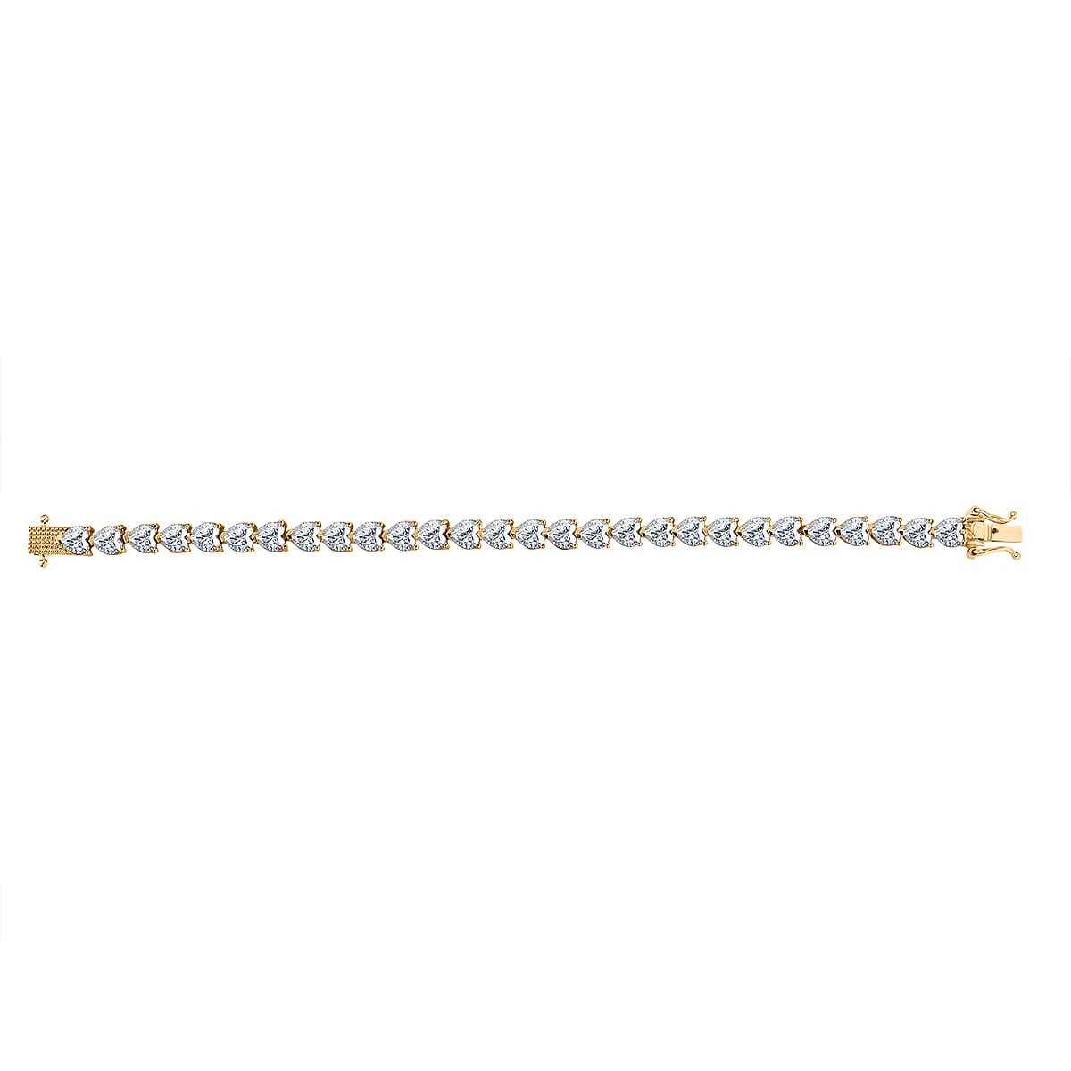 D'Joy Moissanite 14.50 ctw Heart Link Bracelet (6.5In) and Stud Earrings in 18K Vermeil Yellow Gold Over Sterling Silver image number 4