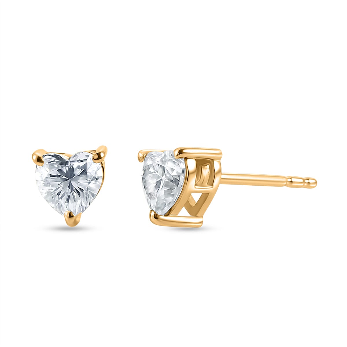 D'Joy Moissanite 14.50 ctw Heart Link Bracelet (6.5In) and Stud Earrings in 18K Vermeil Yellow Gold Over Sterling Silver image number 5