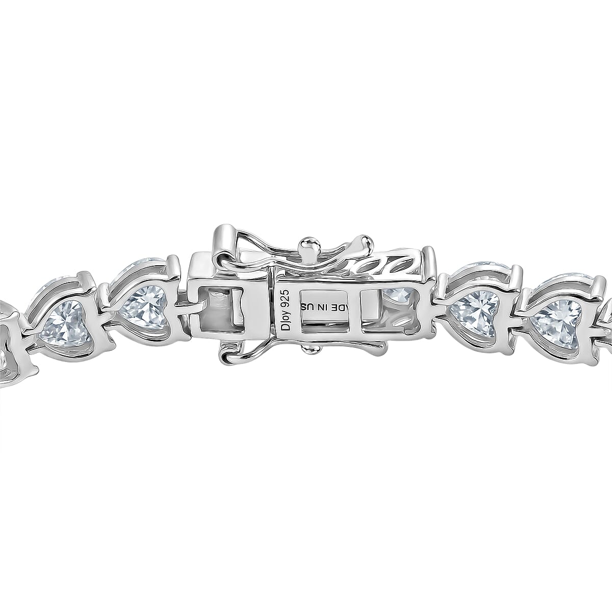 D'Joy Moissanite 16.00 ctw Heart Link Bracelet (7.25In) and Stud Earrings in Rhodium Over Sterling Silver image number 3
