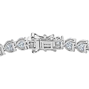D'Joy Moissanite 16.00 ctw Heart Link Bracelet (7.25In) and Stud Earrings in Rhodium Over Sterling Silver