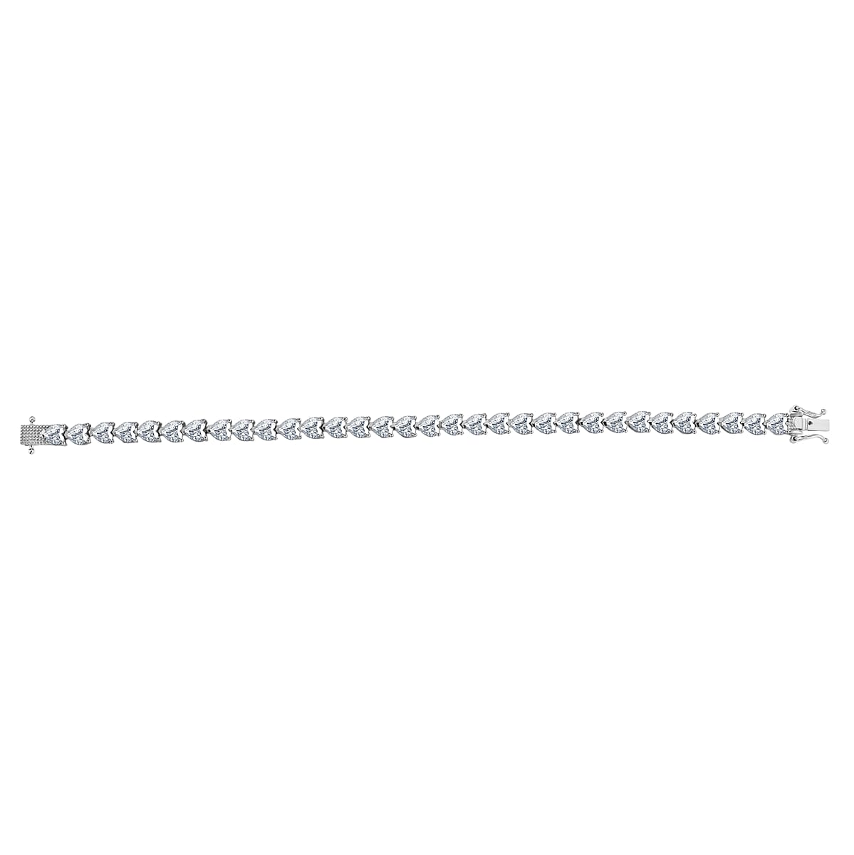 D'Joy Moissanite 16.00 ctw Heart Link Bracelet (7.25In) and Stud Earrings in Rhodium Over Sterling Silver image number 4
