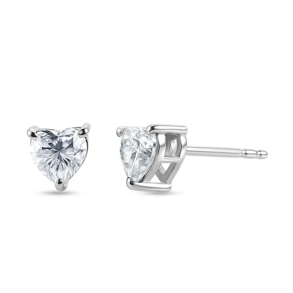 D'Joy Moissanite 16.00 ctw Heart Link Bracelet (7.25In) and Stud Earrings in Rhodium Over Sterling Silver image number 5