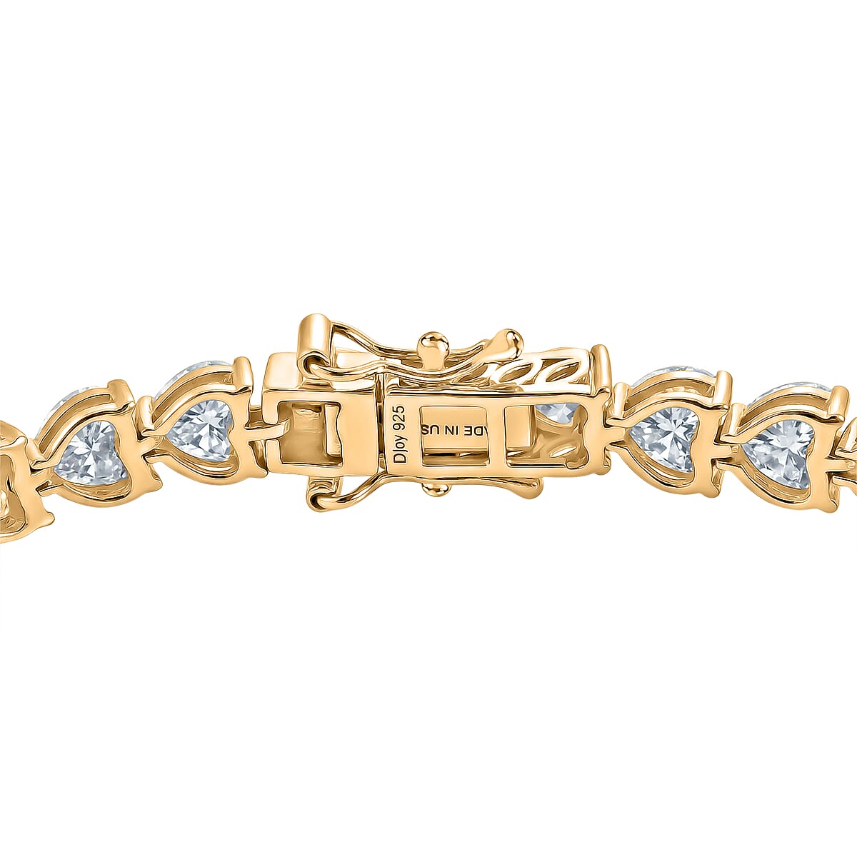 D'Joy Moissanite 16.00 ctw Heart Link Bracelet (7.25In) and Earrings in 18K Vermeil Yellow Gold Over Sterling Silver image number 3