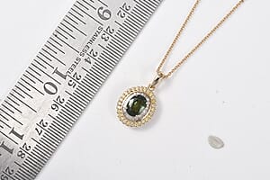 Luxoro Premium Malawi Green Sapphire, White and Yellow Diamond I2 2.00 ctw Majestic Sunburst Pendant Necklace in 10K Yellow Gold 20 Inches