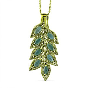 D'Joy Premium Grandidierite and White Zircon 3.50 ctw Tidal Vine Pendant Necklace in Green E-coat Sterling Silver 20 Inches