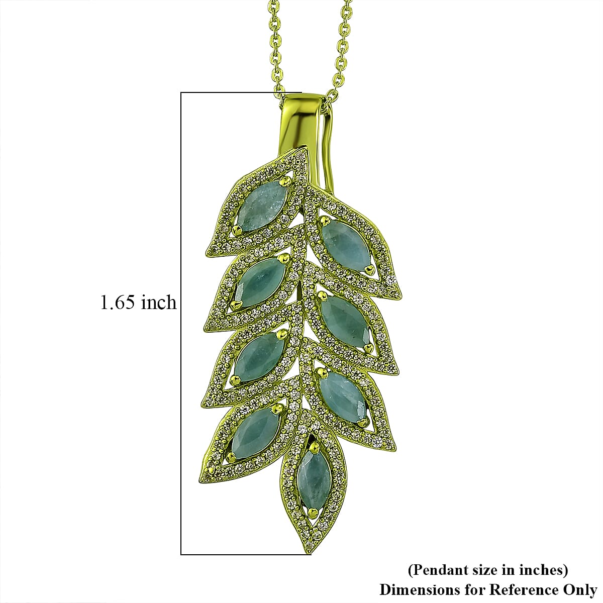 D'Joy Premium Grandidierite and White Zircon 3.50 ctw Tidal Vine Pendant Necklace in Green E-coat Sterling Silver 20 Inches