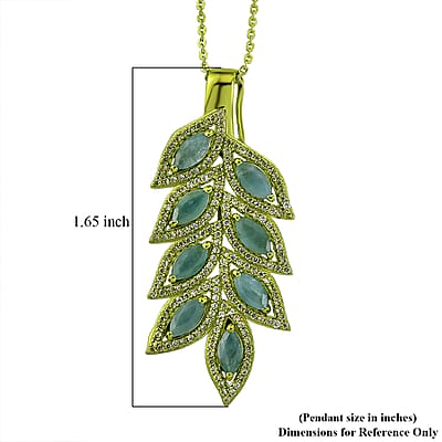 D'Joy Premium Grandidierite and White Zircon 3.50 ctw Tidal Vine Pendant Necklace in Green E-coat Sterling Silver 20 Inches