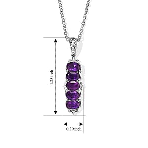 EverTrue African Amethyst Pendant Necklace (20 Inches) in Stainless Steel 2.30 ctw