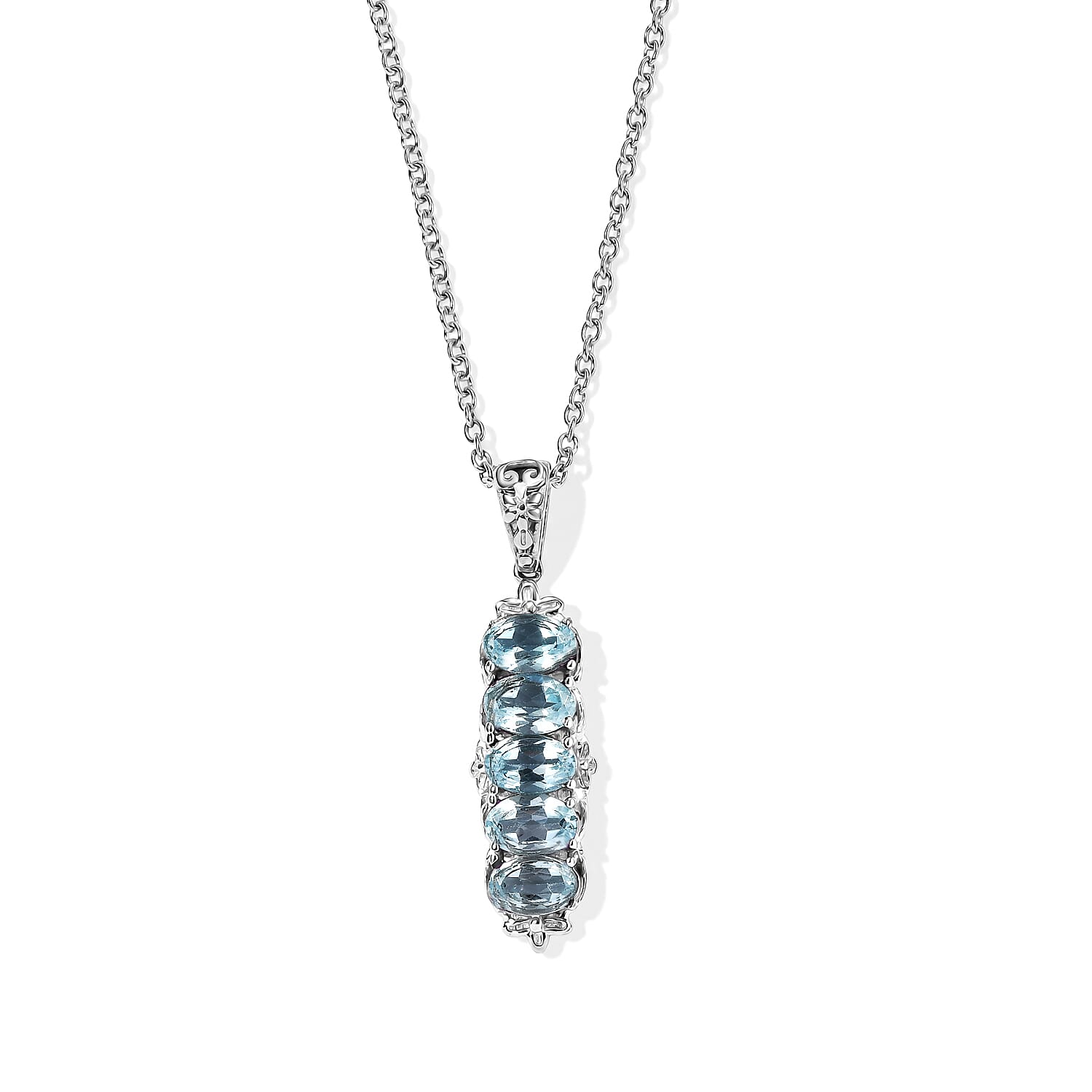 EverTrue African Amethyst Pendant Necklace (20 Inches) in Stainless Steel 2.30 ctw