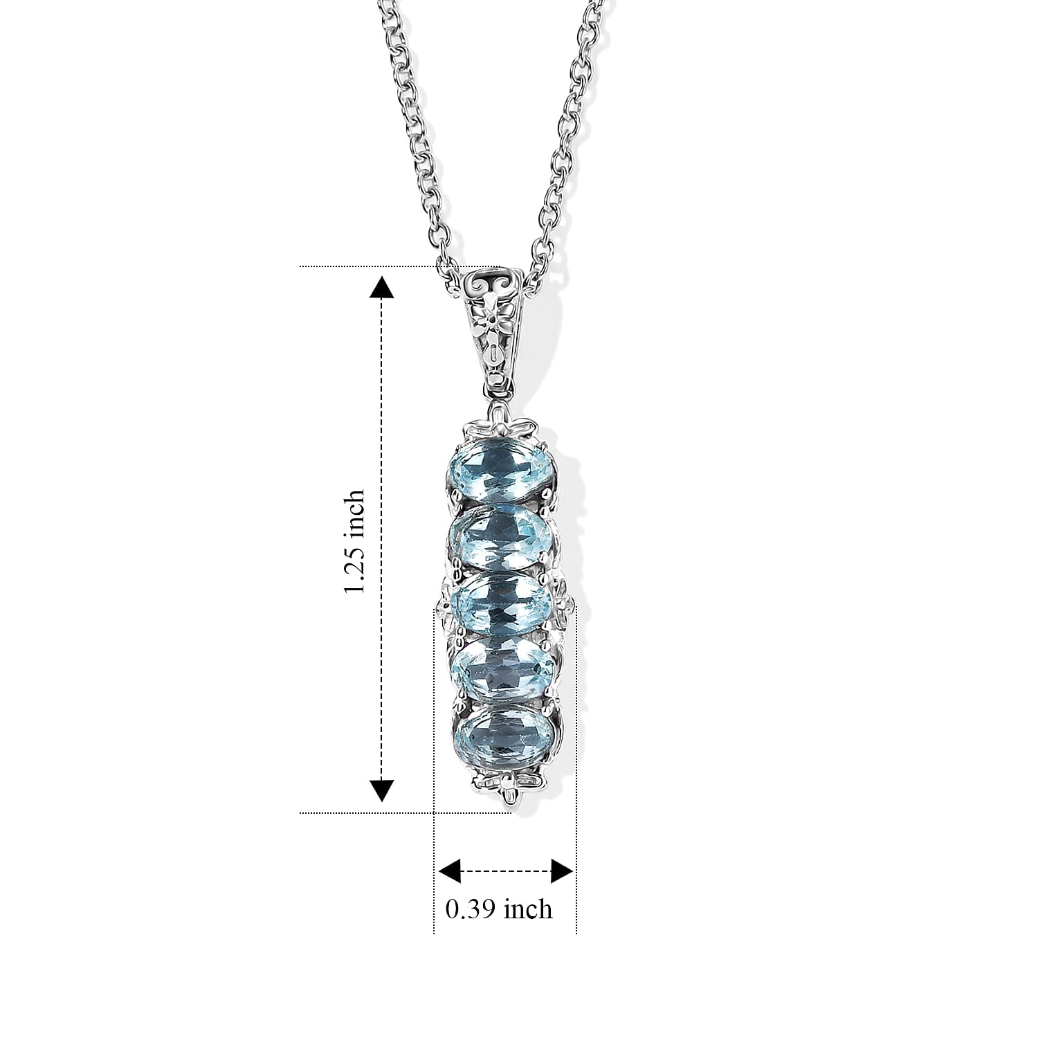 EverTrue Sky Blue Topaz 2.00 ctw Pendant Necklace (20 Inches) in Stainless Steel