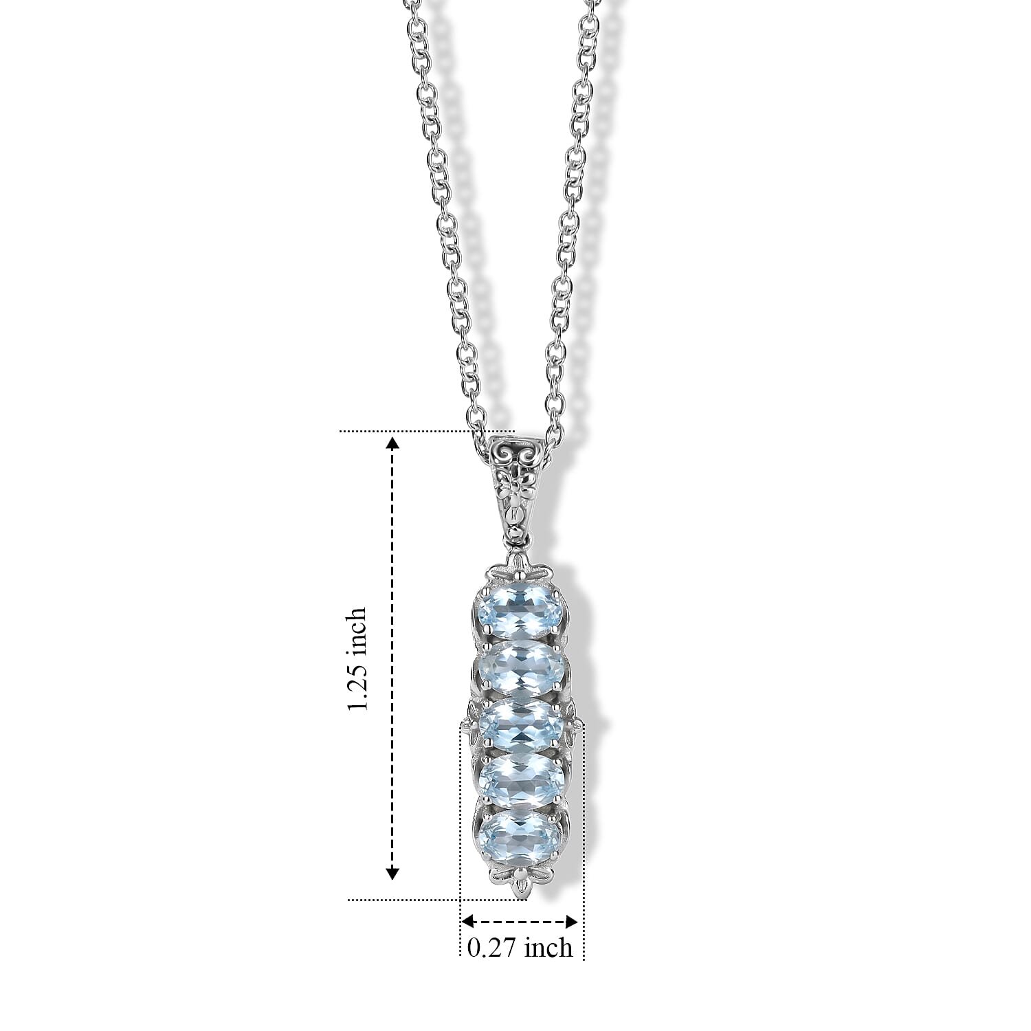 EverTrue Sky Blue Topaz 2.00 ctw Pendant Necklace (20 Inches) in Stainless Steel