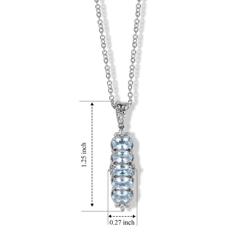 EverTrue Sky Blue Topaz 2.00 ctw Pendant Necklace (20 Inches) in Stainless Steel