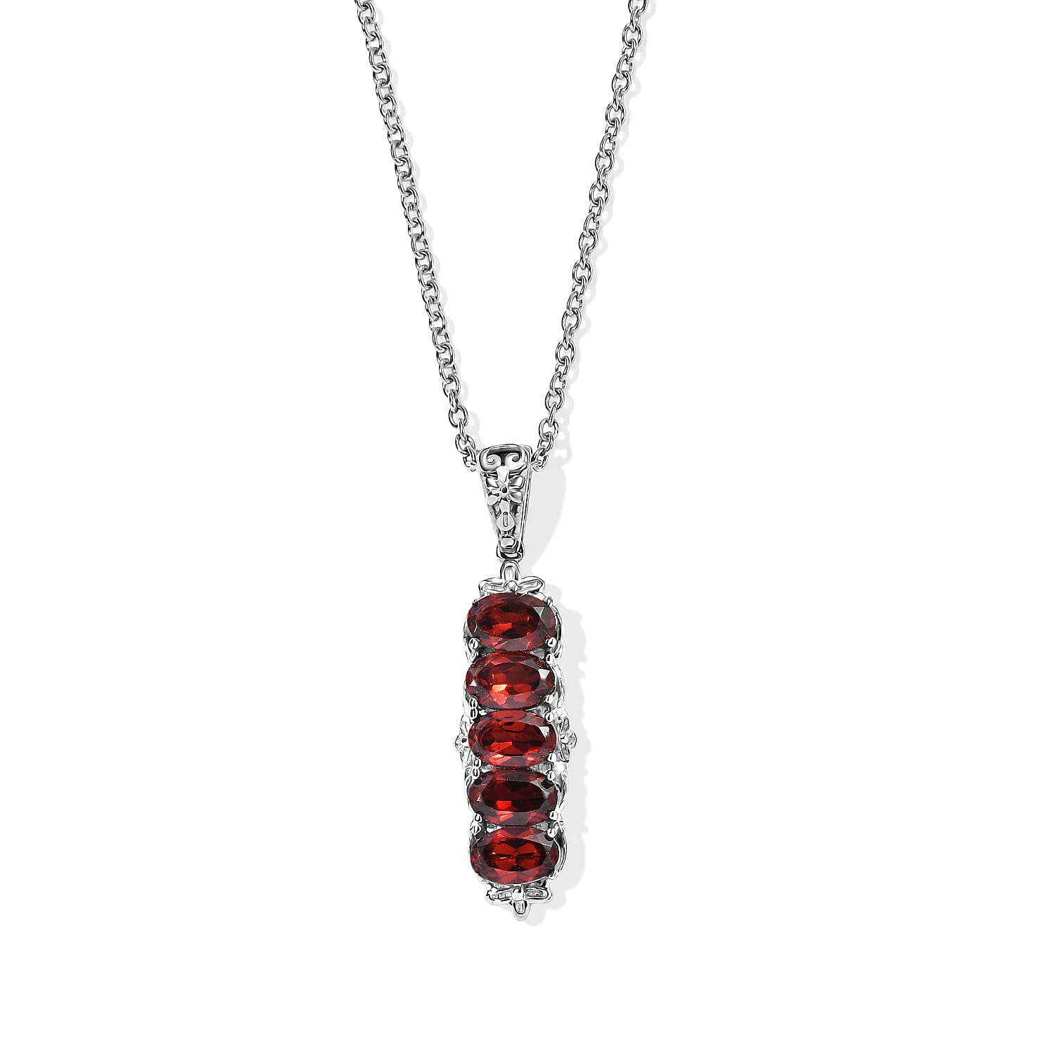 EverTrue Mozambique Garnet 2.20 ctw Pendant Necklace (20 Inches) in Stainless Steel