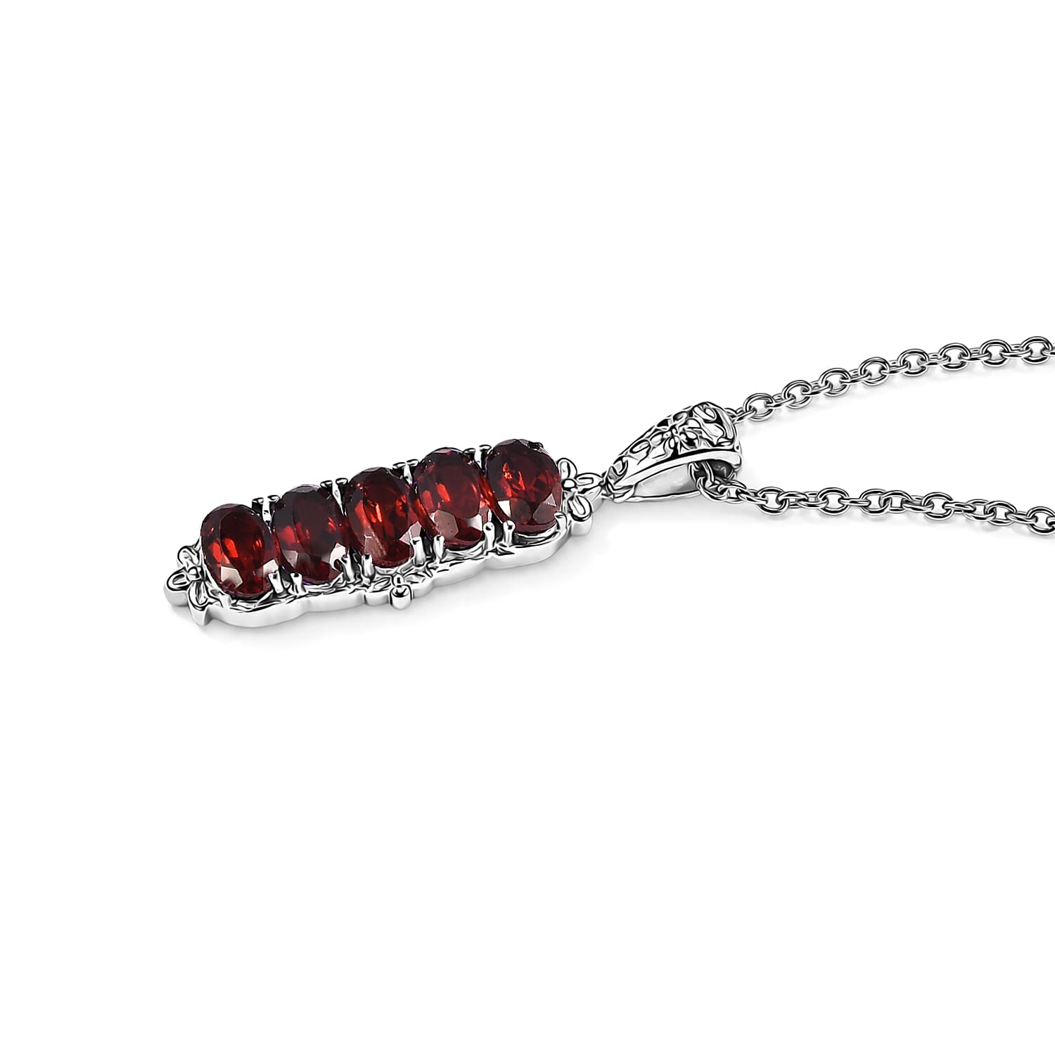 EverTrue Mozambique Garnet 2.20 ctw Pendant Necklace (20 Inches) in Stainless Steel