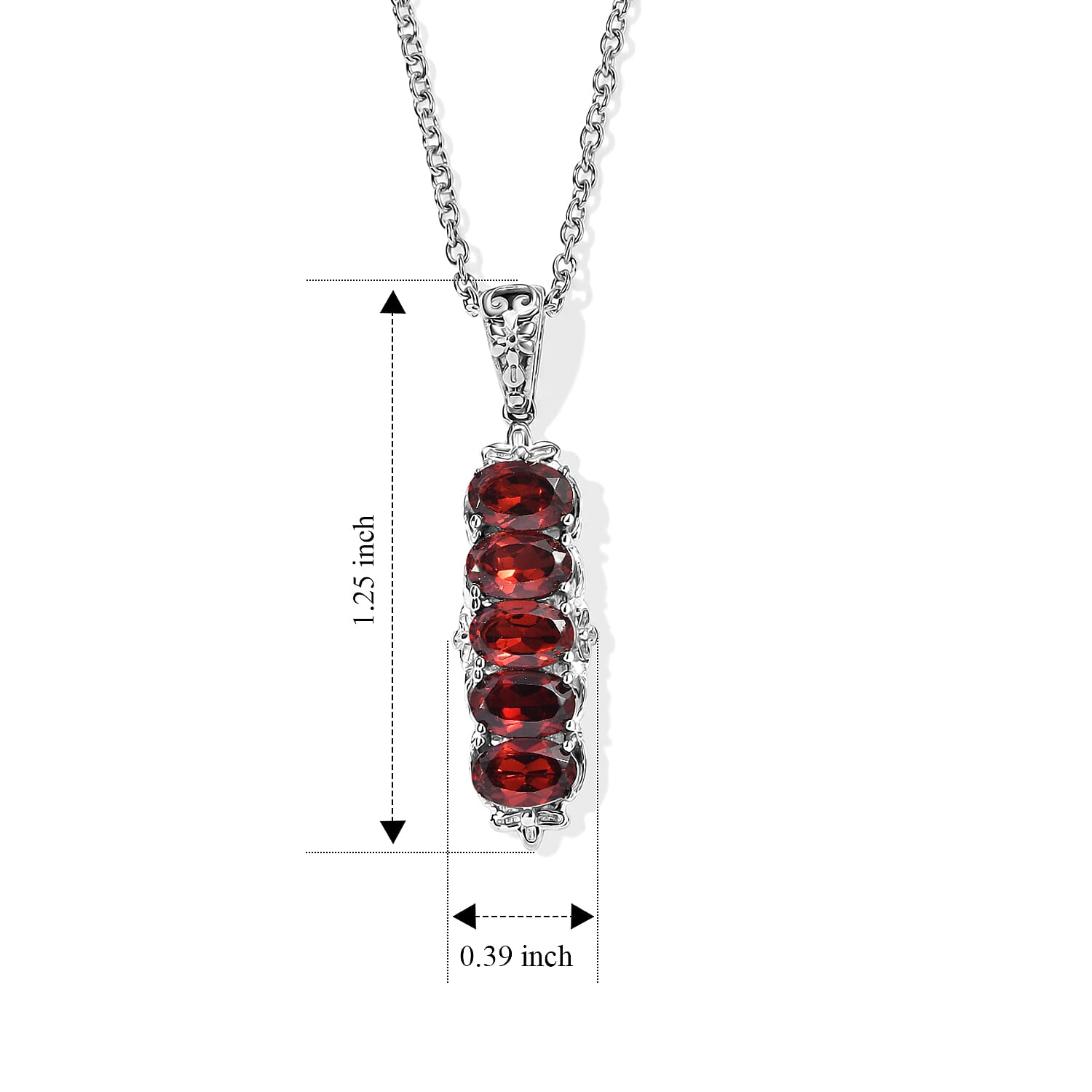 EverTrue Mozambique Garnet 2.20 ctw Pendant Necklace (20 Inches) in Stainless Steel