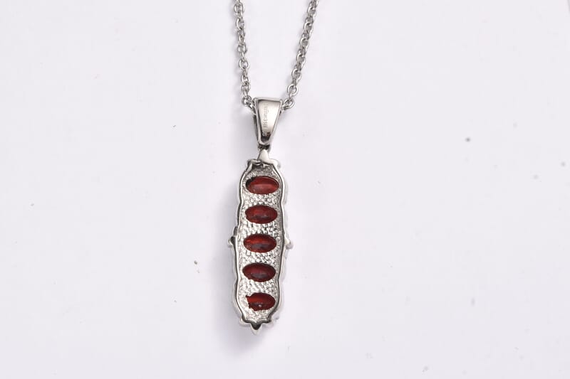 EverTrue Mozambique Garnet 2.20 ctw Pendant Necklace (20 Inches) in Stainless Steel