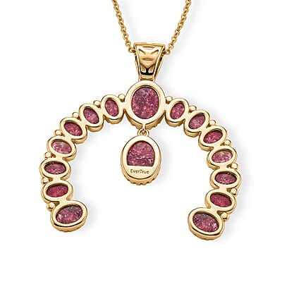 EverTrue Premium Norwegian Thulite 16.10 ctw Squash Blossom Pendant in 18K YG Plated with ION Played YG Stainless Steel Necklace 20 Inches